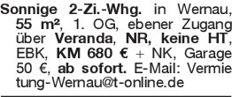Sonnige 2-Zi.-Whg. in Wer