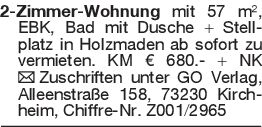 2-Zimmer-Wohnung mit 57 m