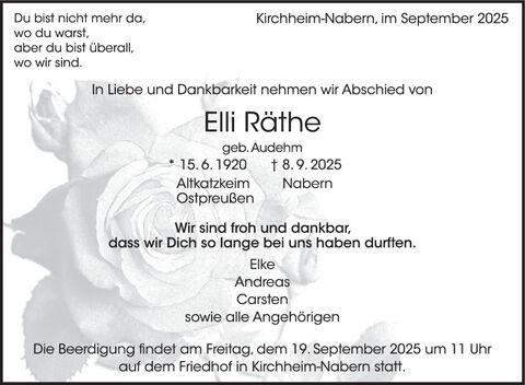 Trauer Elli Räthe