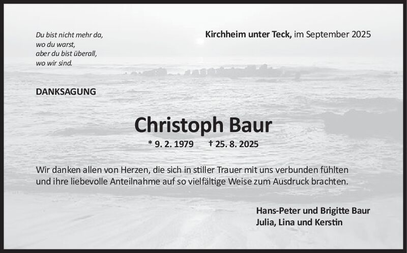Danksagung Christoph Baur