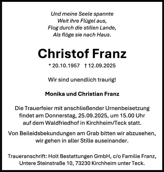 Trauer Christof Franz