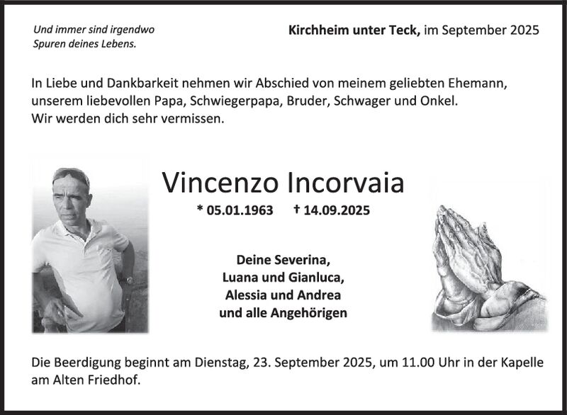 Trauer Vincenzo Incorvaia