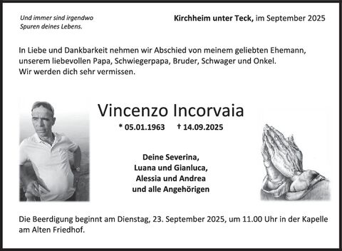 Trauer Vincenzo Incorvaia