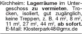 Kirchheim: Lagerräume im