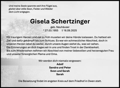 Trauer Gisela Schertzinger