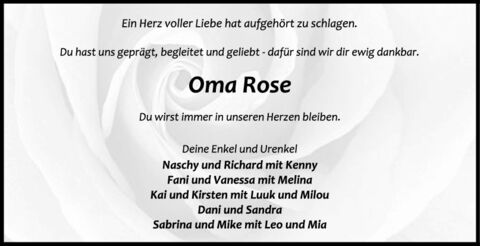 Nachruf Rosemarie Mahle Enkel
