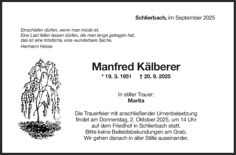 Trauer Manfred Kälberer