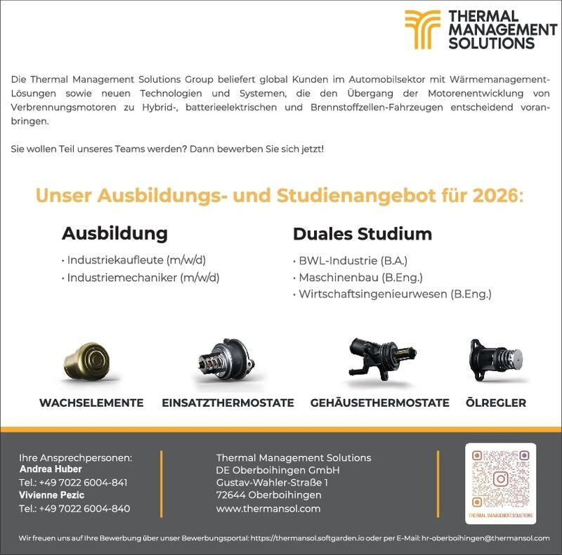 Ausbildungs- und Studienangebot 2026