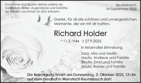 Trauer Richard Holder