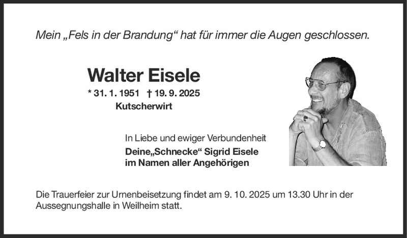 Trauer Walter Eisele