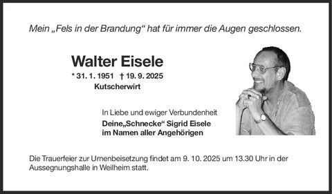 Trauer Walter Eisele
