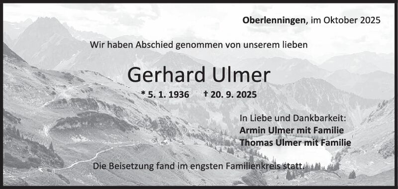 Trauer Gerhard Ulmer Trauer Gerhard Ulmer