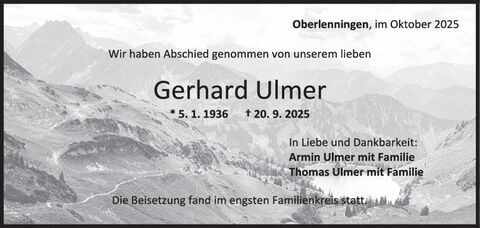 Trauer Gerhard Ulmer Trauer Gerhard Ulmer