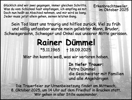 Trauer Rainer Dümmel Trauer Rainer Dümmel