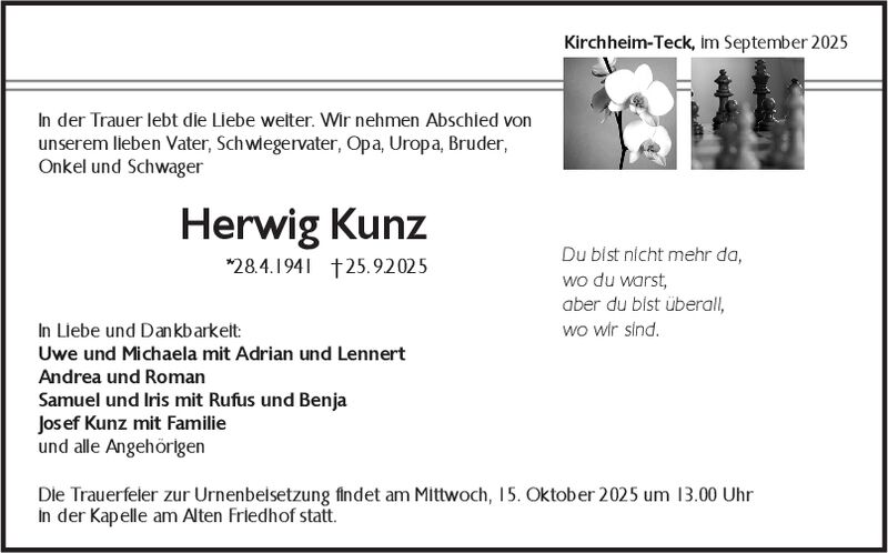 Trauer Herwig Kunz Trauer Herwig Kunz