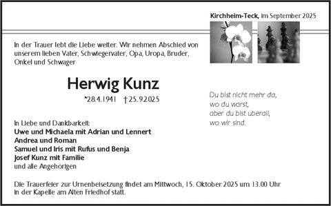 Trauer Herwig Kunz Trauer Herwig Kunz