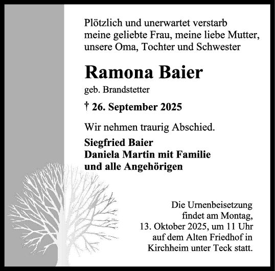 Trauer Ramona Baier Trauer Ramona Baier