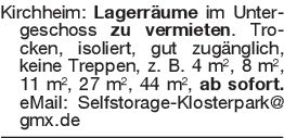 Kirchheim: Lagerräume im