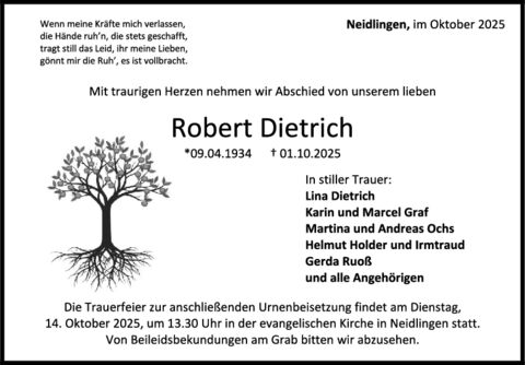 Trauer Robert Dietrich