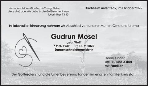 Trauer Gudrun Mosel