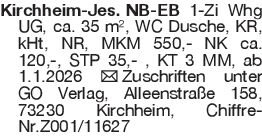 Kirchheim-Jes. NB-EB 1-Zi