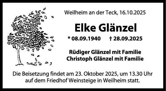 Trauer Elke Glänzel