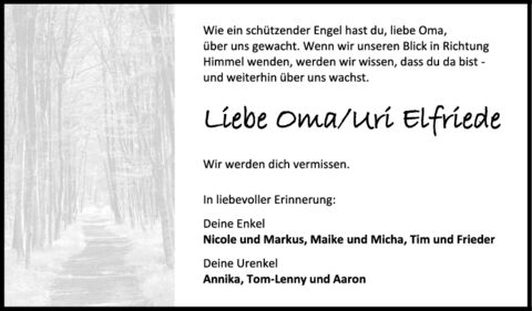 Nachruf Oma/ Uri Elfriede
