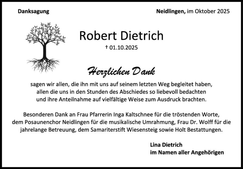 Danksagung Robert Dietrich