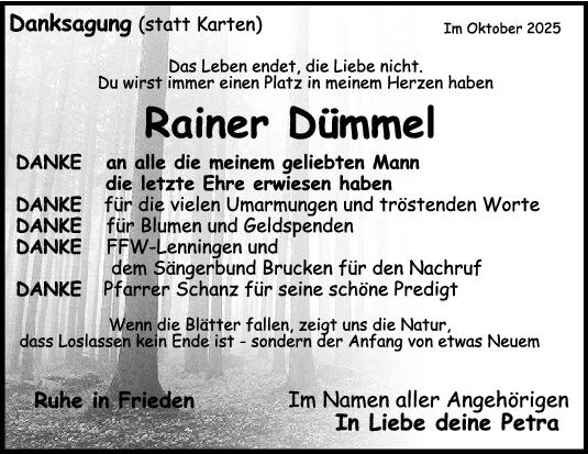Danksag. Rainer Dümmel