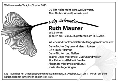 Trauer Ruth Maurer