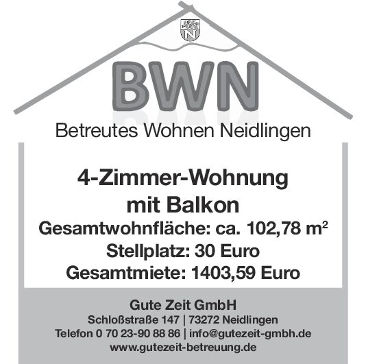 BETREUTES WOHNEN Neidlingen/4 Zimmer