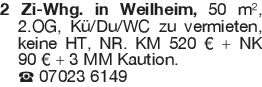2 Zi-Whg. in Weilheim, 50