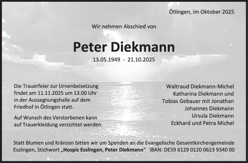 Trauer Peter Diekmann