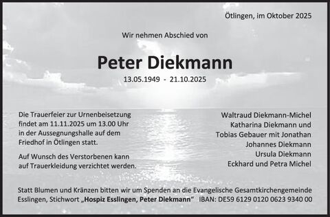 Trauer Peter Diekmann