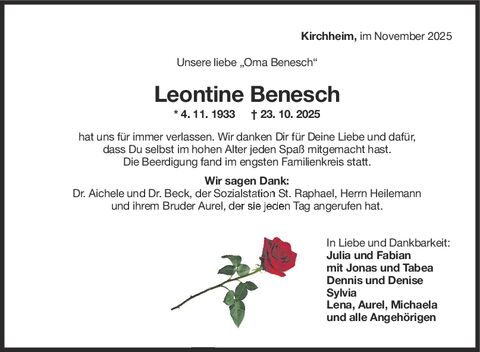 Danksagung Leontine Benesch