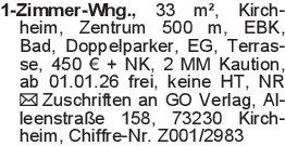 1-Zimmer-Whg., 33 m², Kir