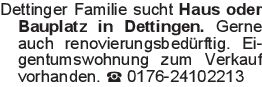 Dettinger Familie sucht H