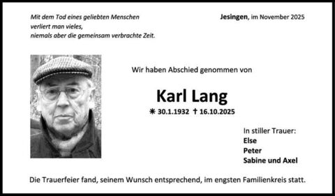 Trauer Karl Lang