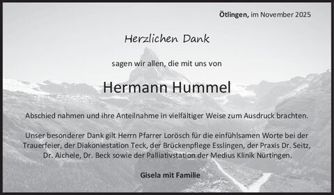 Danksagung Hermann Hummel