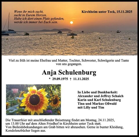 Trauer Anja Schulenburg