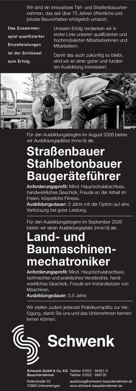 Ausbildung Straßenbauer