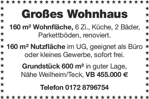 Großes Wohnhaus zu verkaufen