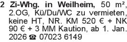 2 Zi-Whg. in Weilheim, 50