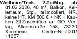 Weilheim/Teck, 2-Zi-Whg.