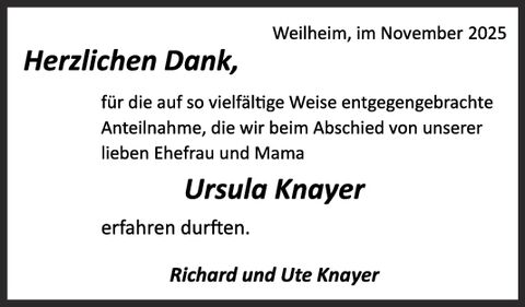 Danksagung -Ursula Knayer