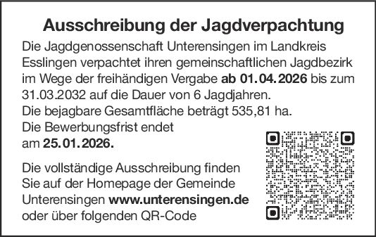 Ausschreibung Jagdverpachtung