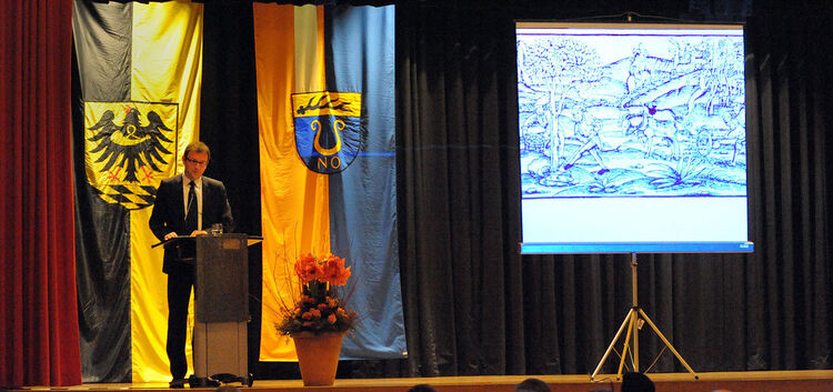 Der Ravensburger Stadtarchivar Andreas Schmauder sprach in Notzingen über den Armen Konrad und über den Bauernkrieg.Foto: Markus