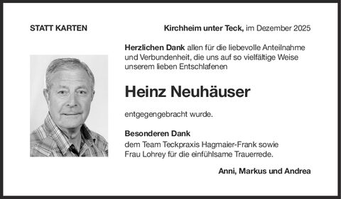 Danksagung Heinz Neuhäuser