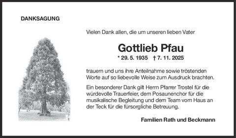 Danksagung Gottlieb Pfau