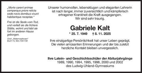 Nachruf Gabriele Kalt
